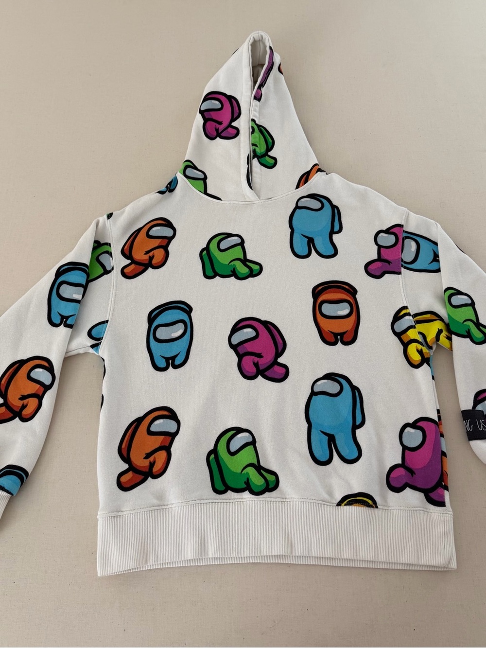 Zara White Hoodie with Multicolor Game Character Print (13-14)